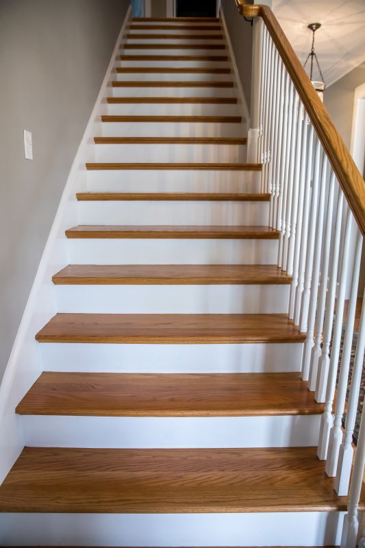 Staircase with Wooden Handrails